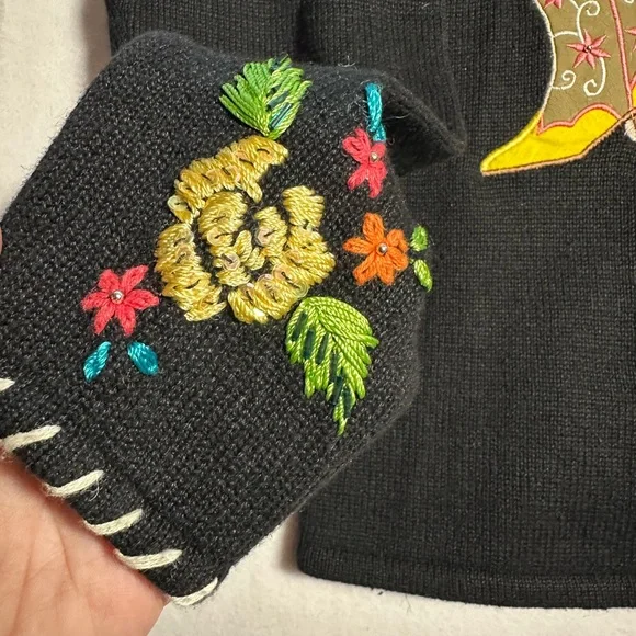Arriviste Western Boot Embroidered Cardigan Sweater Vintage Cowgirl Rodeo Jacket - Picture 3 of 7